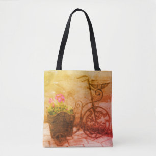 Flower Bicycle Art Vintage Distressed Tote Bag