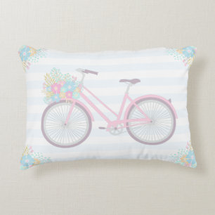 Flower Bicycle Cute Pastel Cosy Pillow