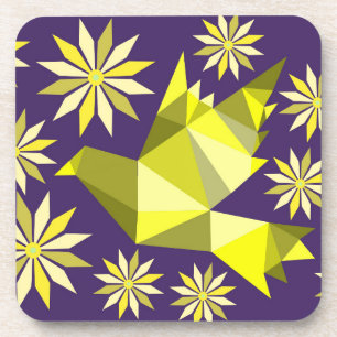 FLOWER BIRD  BEVERAGE COASTER