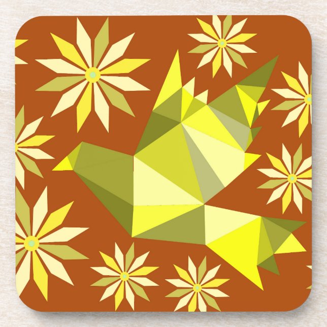 FLOWER BIRD  BEVERAGE COASTER (Front)