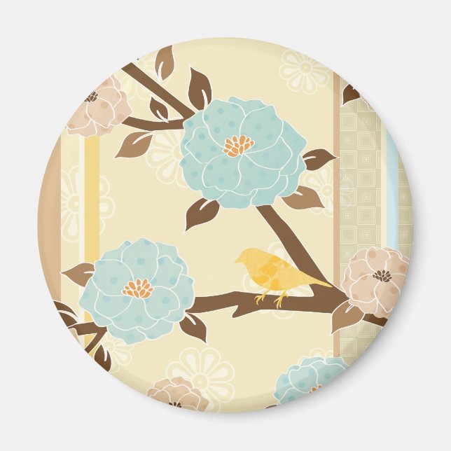 Flower Bird Design Magnet (Front)