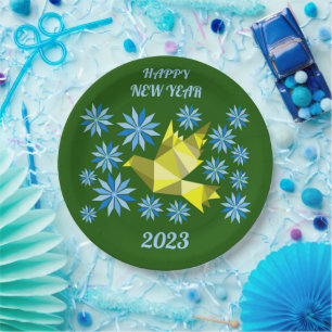FLOWER BIRD NEW YEAR 2023, PARTY PAPER PLATE