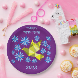 FLOWER BIRD NEW YEAR 2023, PARTY PAPER PLATE