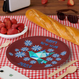 FLOWER BIRD NEW YEAR 2023, PARTY PAPER PLATE