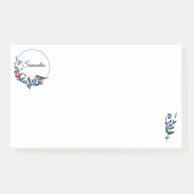 Flower Bird Personalised Post-it Notes (Front)