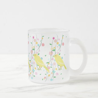 flower bird(repeat) frosted glass coffee mug