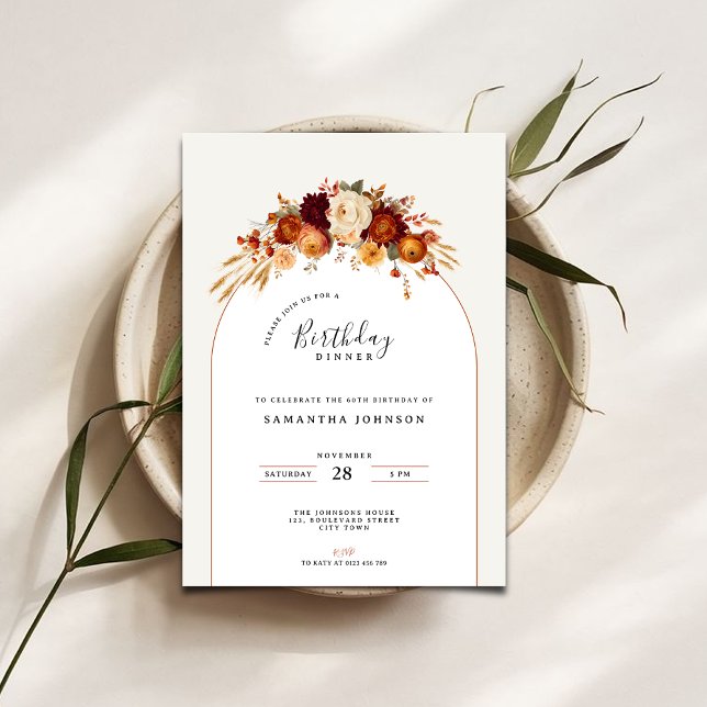 Flower Birthday Dinner Party Invitation (Creator Uploaded)