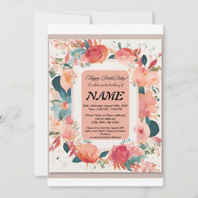 Flower Birthday Invitation (Front)