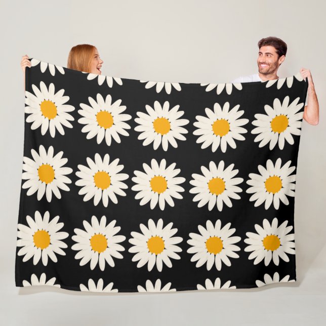 Flower Black 60x80 Fleece Blanket (In Situ)
