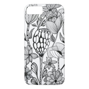 Flower, black and white line art  iPhone 8/7 case