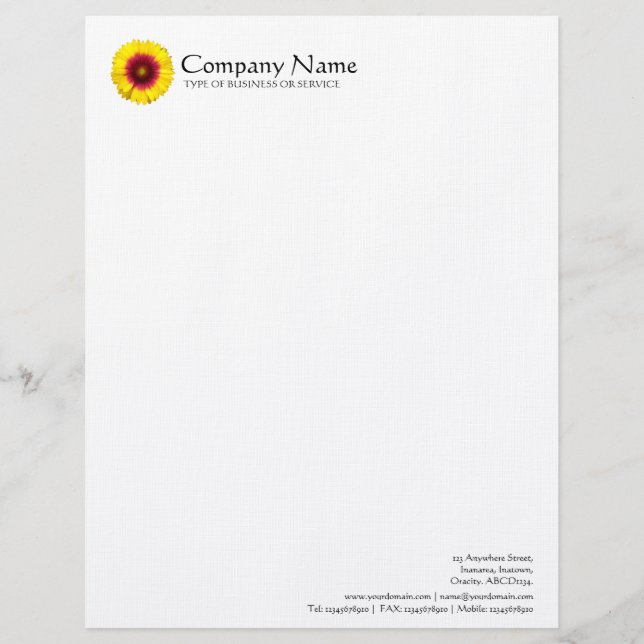 Flower - Blanket Flower Customised Letterhead (Front)