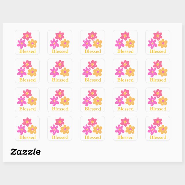 Flower Blessed Pinks Yellow_Fun Stickers (Sheet)