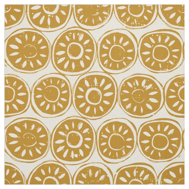 flower block gold ivory fabric (Swatch)