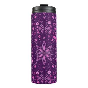 Flower Bloom Fairycore Pattern-Pink and Purple Thermal Tumbler