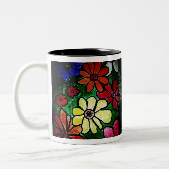 flower  bloom Two-Tone coffee mug (Left)