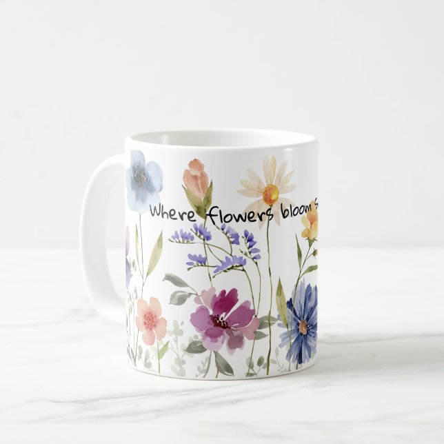 Flower bloom watercolor gifts coffee lover coffee mug (Front Left)