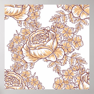 Flower blossom. Abstract elegance seamless pattern Poster