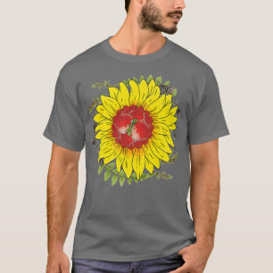 Flower Blossom Red Berry Gardener Strawberry Sunfl T-Shirt