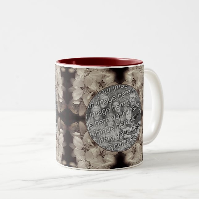 Flower Blossoms Abstract Add Your Photo Two-Tone Coffee Mug (Front Right)