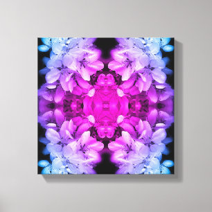 Flower Blossoms Black And White Abstract Tinted  Canvas Print