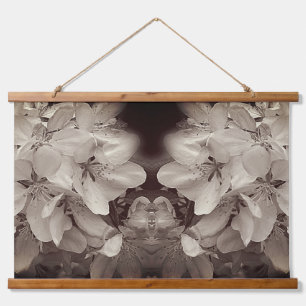 Flower Blossoms Black And White Vintage Abstract Hanging Tapestry