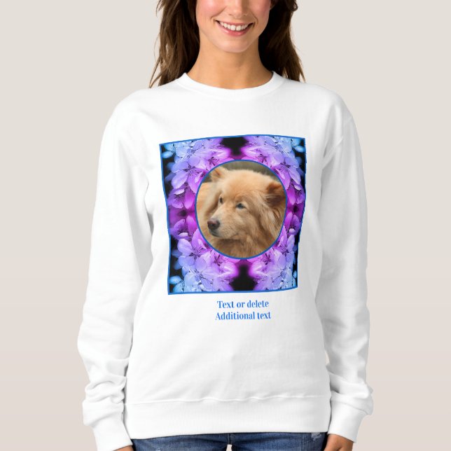 Flower Blossoms Frame Tinted Create Your Own Photo Sweatshirt (Front)