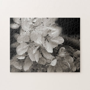 Flower Blossoms In Black And White Nature Jigsaw Puzzle