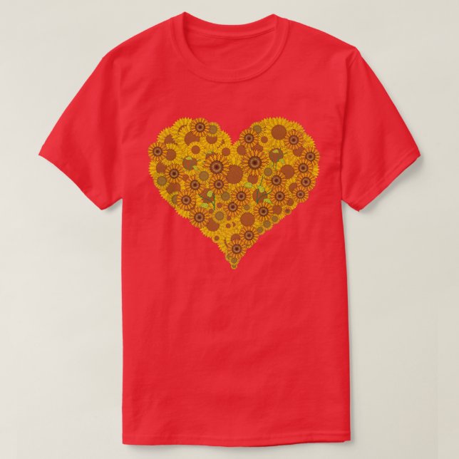 Flower Blossoms Sunshine Sunflower Lover Heart Sun T-Shirt (Design Front)