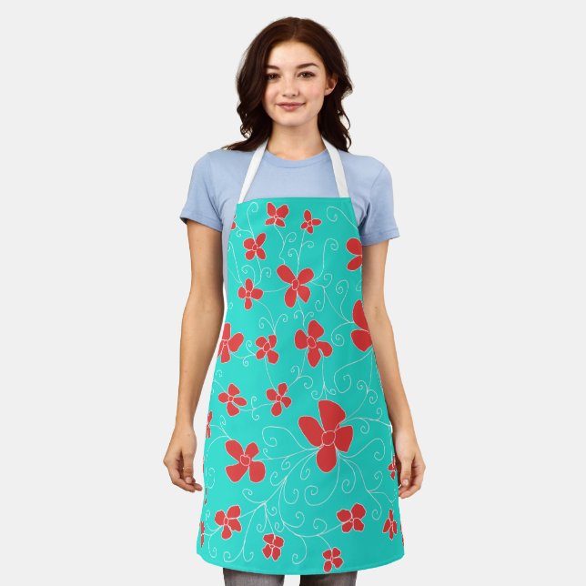 Flower blue and flowers apron (Worn)
