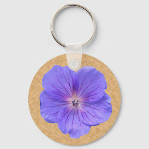 Flower Blue Geranium Photo Key Ring