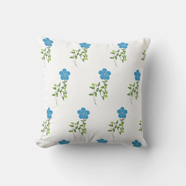 flower blue vines  cushion (Front)