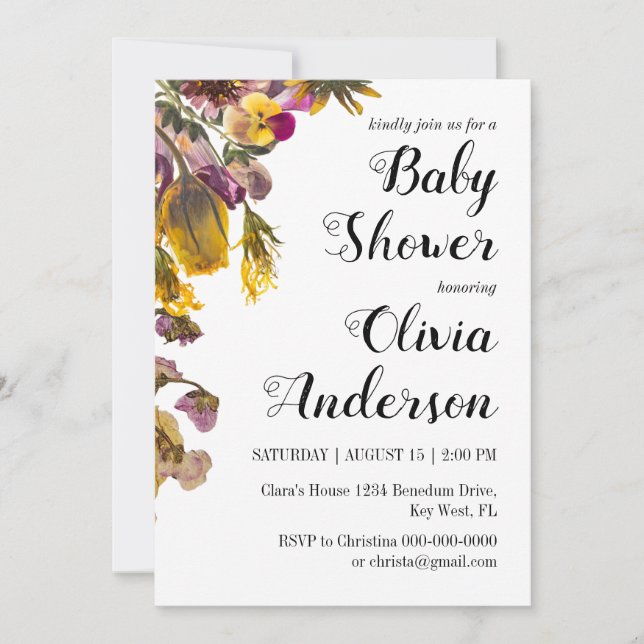 Flower Boho Baby Shower Invitation (Front)