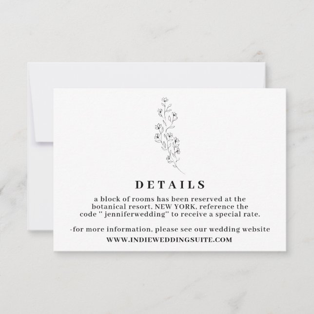 Flower Boho Clear Indie Wedding Details Invitation (Front)