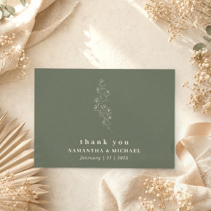 Flower Boho sage beige Indie weds thank you Invitation
