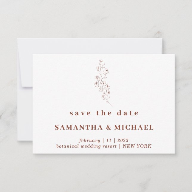 Flower Boho Terracotta Indie Save the date Wedding Invitation (Front)
