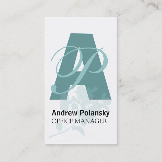 Flower Bold Monogram Business Card (Front)