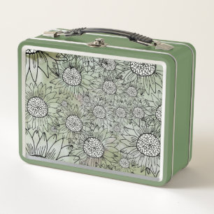 Flower Bomb In Leaf Green Metal Lunch Box