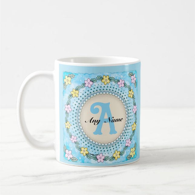 Flower Border Monogram mug (Left)