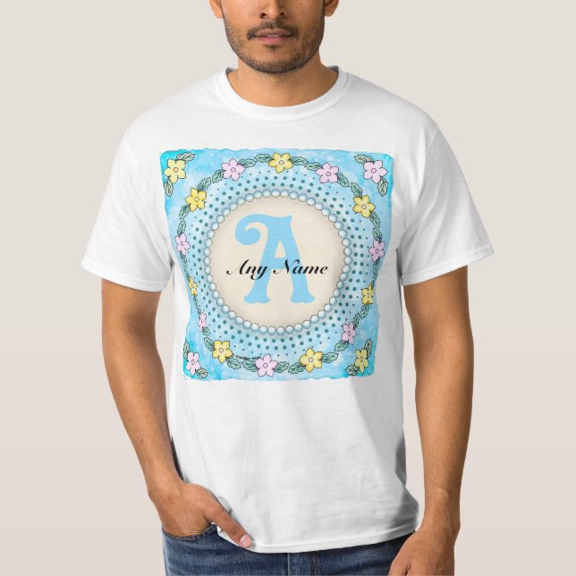 Flower Border Monogram t-shirt (Front)