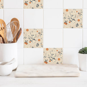 flower botanical green tile