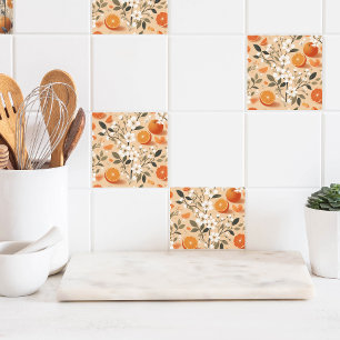 flower botanical oranges tile