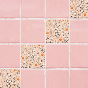 flower botanical oranges tile