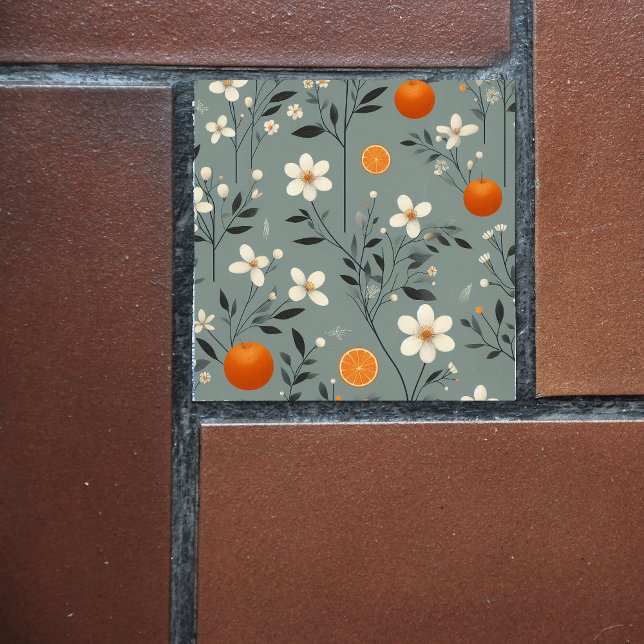 flower botanical oranges tile (Creator Uploaded)