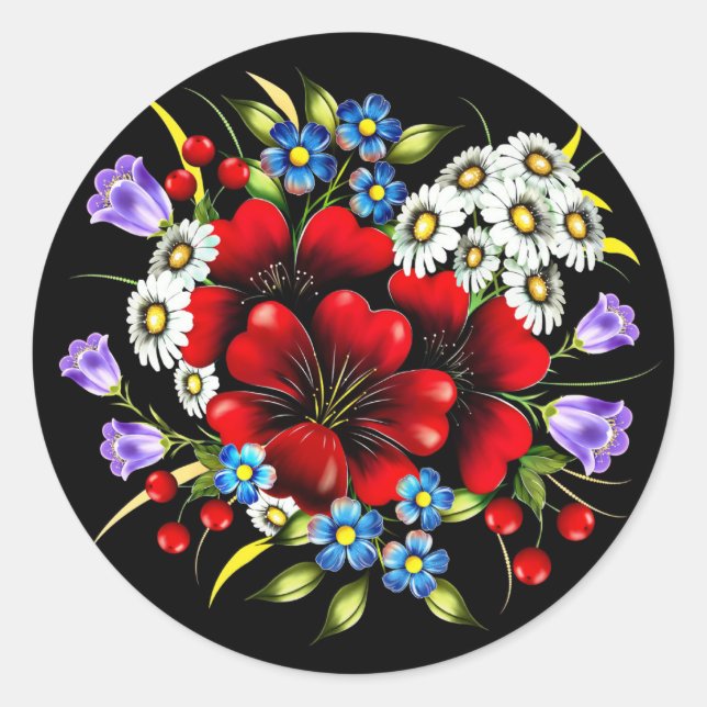 Flower Bouquet-33752 Classic Round Sticker (Front)