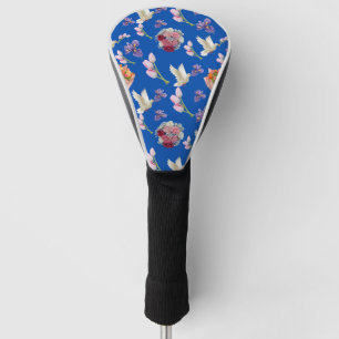 Flower bouquet and flying white dove golf head cover