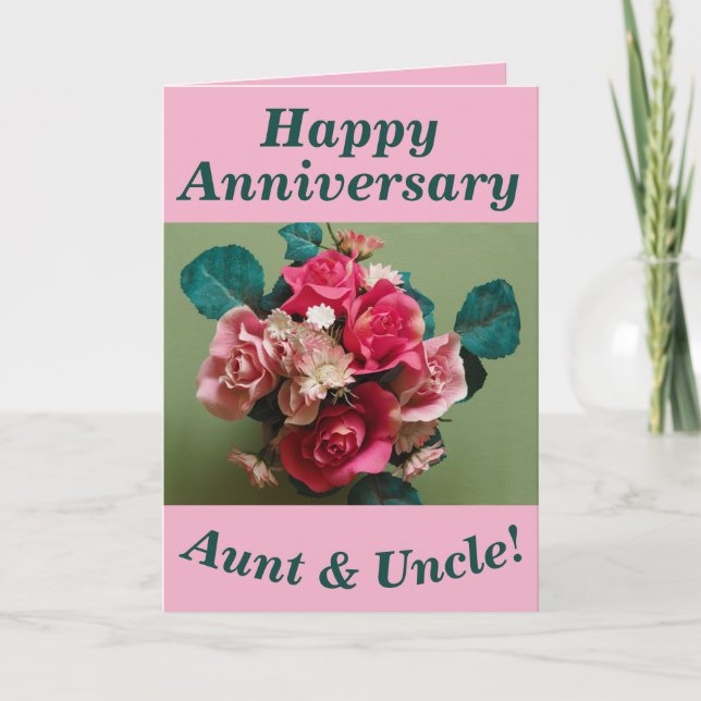 Flower Bouquet Anniversary Card for Aunt & Uncle (Front)