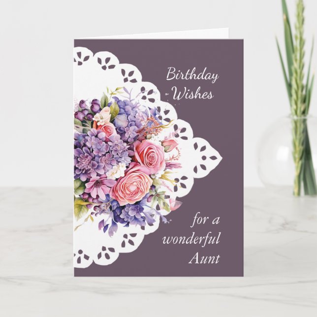  Flower Bouquet Aunt  Birthday Card (Front)
