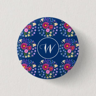 Flower Bouquet Blue Button