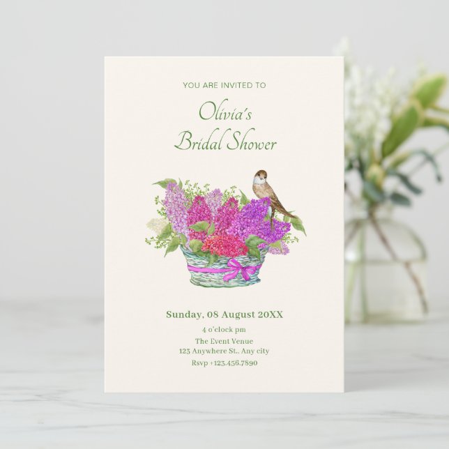 Flower bouquet bridal shower invitation (Standing Front)