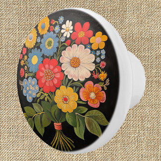 Flower Bouquet Ceramic Knob
